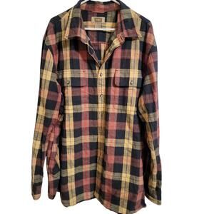 The Foundry Curry Plaid Long Sleeve Flannel Shirt 2XLT